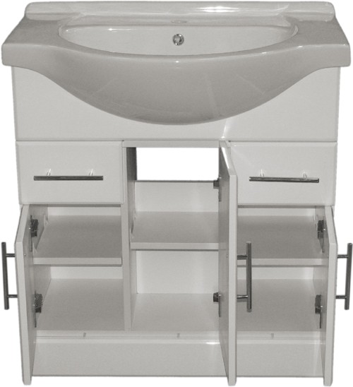 Example image of Roma Furniture 850mm White Vanity Unit, Ceramic Basin, Fully Assembled.