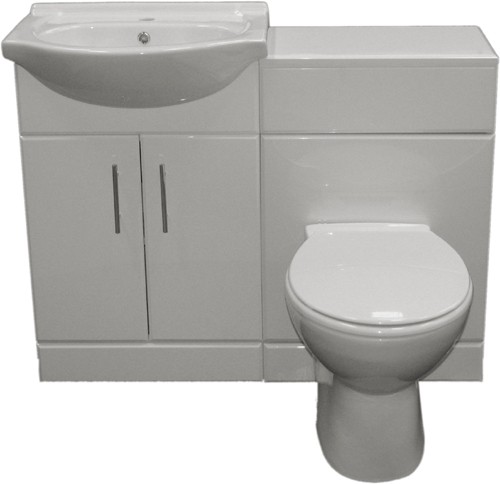 Example image of Roma Furniture Complete Vanity Suite In White, Left Handed. 1125x830x300mm.