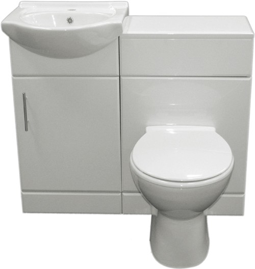 Example image of Roma Furniture Complete Vanity Suite In White, Left Handed. 925x830x300mm.