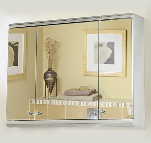 Larger image of Roma Cabinets 3 Door Mirror Bathroom Cabinet. 800x550x130mm.