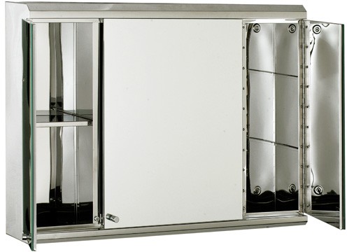 Example image of Roma Cabinets 3 Door Mirror Bathroom Cabinet. 800x550x130mm.