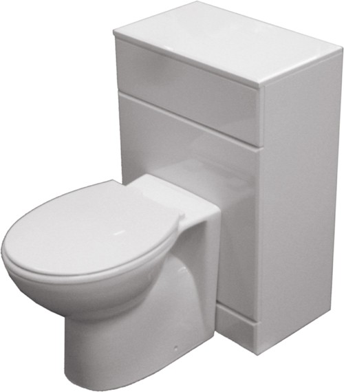Larger image of Roma Furniture 500mm Complete Back To Wall WC Toilet Set In White.