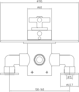 Technical image of Sagittarius Butler Exposed Shower Valve With Rigid Riser Kit & Diverter.