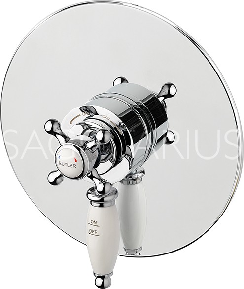Example image of Sagittarius Butler Shower Valve With Arm & 130mm Head (Chrome).
