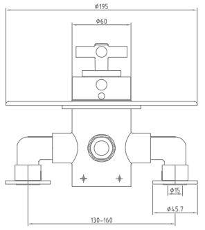 Technical image of Sagittarius Churchmans Exposed Thermostatic Shower Valve (Chrome).