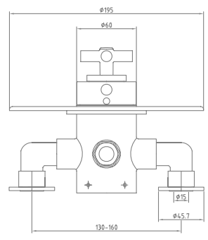 Technical image of Sagittarius Ergo Exposed Shower Valve With Slide Rail Kit (Chrome).