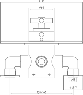 Technical image of Sagittarius Fantasy Shower Valve With Arm & 130mm Head (Chrome).