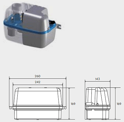 Technical image of Saniflo Sanicondens Pro For Disposal Of Acidic Concentrate.