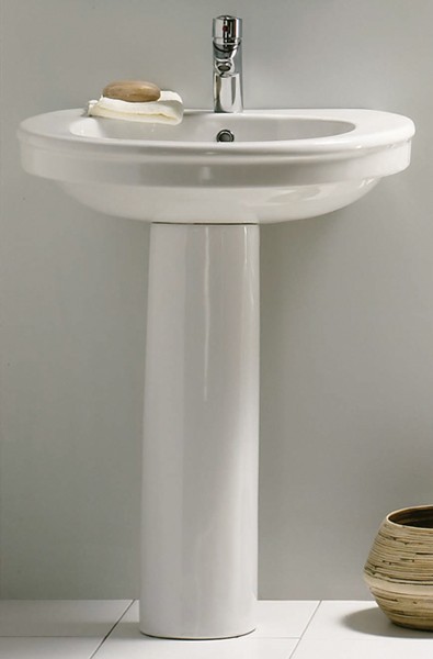 Example image of Shires Corinthian Basin & Pedestal (1 Tap Hole).  Size 655x510mm.