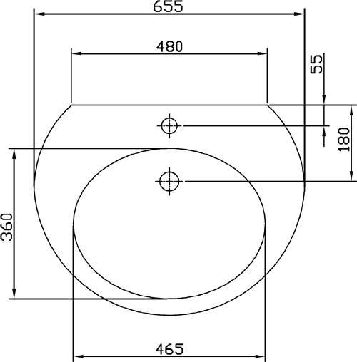 Technical image of Shires Corinthian 4 Piece Bathroom Suite With Toilet, Seat & 655mm Basin.