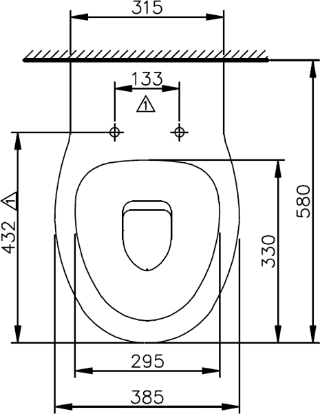 Technical image of Shires Parisi 3 Piece Bathroom Suite, Back To Wall Toilet Pan, 51cm Basin.