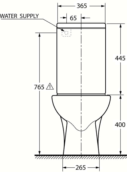 Technical image of Shires Parisi Modern Toilet, Push Flush Cistern & Soft Close Seat.