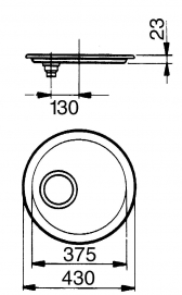 Technical image of Smeg Sinks Round Bowl Inset Alba Kitchen Sink & Drainer (Stainless Steel).