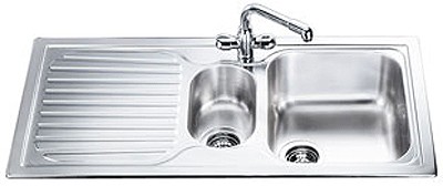 Larger image of Smeg Sinks Cucina 1.5 Bowl Stainless Steel Kitchen Sink, Left Hand Drainer.
