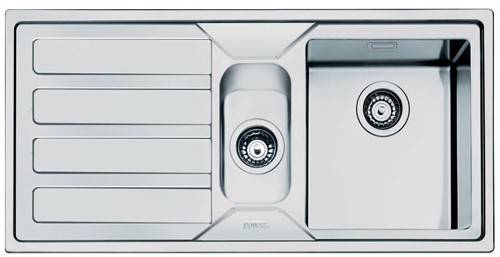 Larger image of Smeg Sinks Mira 1.5 Bowl Sink With Left Hand Drainer (Stainless Steel).