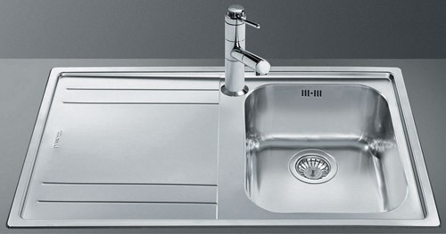 Larger image of Smeg Sinks Rigae 1.0 Single Bowl Sink With Left Hand Drainer (S Steel).