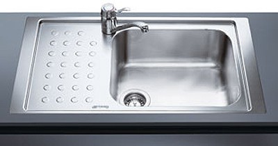 Larger image of Smeg Sinks Flush Fit 1.0 Bowl Stainless Steel Sink, Left Hand Drainer.
