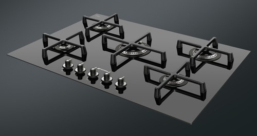 Larger image of Smeg Gas Hobs Linea 5 Burner Gas Hob. 72cm (Black Glass).