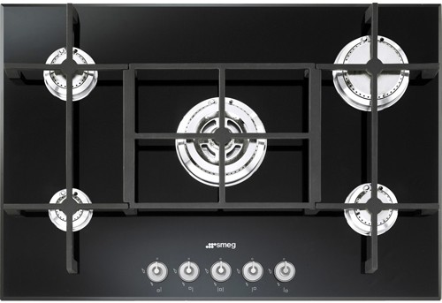 Larger image of Smeg Gas Hobs Linea 5 Burner Gas Hob. 74cm (Black Glass).