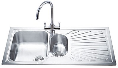Larger image of Smeg Sinks 1.5 Bowl AntiScratch Stainless Steel Sink, Right Hand Drainer.