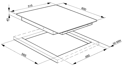 Technical image of Smeg Ceramic Hobs 4 Ring Touch Control Ceramic Hob & Angled Edge. 60cm.