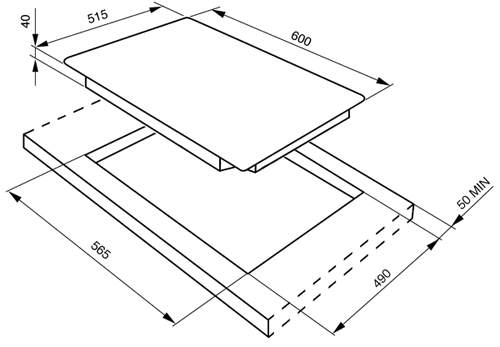 Technical image of Smeg Ceramic Hobs 4 Ring Touch Control Ceramic Hob & Angled Edge. 60cm.