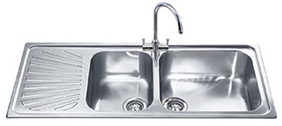 Larger image of Smeg Sinks 2.0 Anti-Scratch Stainless Steel Kitchen Sink With Left Hand Drainer.
