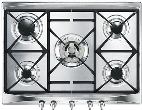 Larger image of Smeg Gas Hobs Cucina 5 burner Gas Hob (Stainless Steel). Size 70cm.