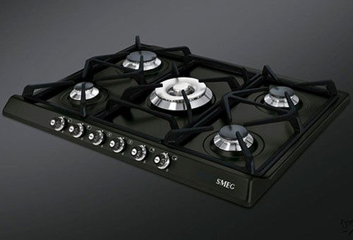Larger image of Smeg Gas Hobs Cortina 5 Burner Gas Hob With Silver Controls. 70cm (Anthracite).
