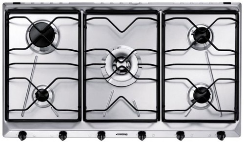 Larger image of Smeg Gas Hobs Cucina 5 burner Gas Hob (Stainless Steel). Size 90cm.