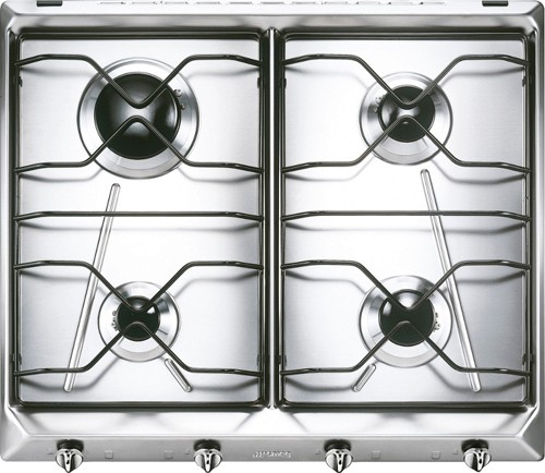 Larger image of Smeg Gas Hobs Cucina 4 burner Gas Hob (Stainless Steel). Size 60cm.