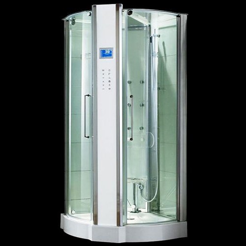 Larger image of Hydra Quadrant Steam Shower Enclosure With Twin Controls. 1000x1000.