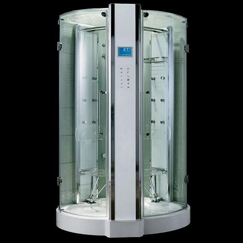 Larger image of Hydra Quadrant Steam Shower Enclosure With Twin Controls. 1200x1200.