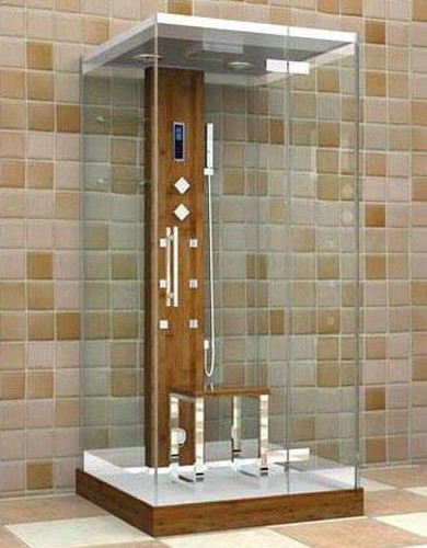 Larger image of Hydra Square Steam Shower Cubicle (Bamboo). 1000x1000mm.