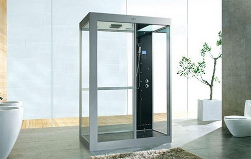 Example image of Hydra Rectangular Steam Shower Enclosure With Mirror Ceiling. 1350x900.