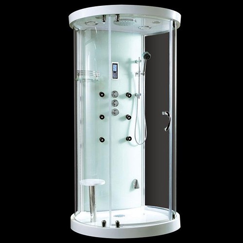 Larger image of Hydra D Shaped Steam Shower Enclosure With LED Lighting. 1100x930mm.
