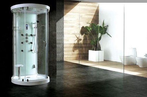 Example image of Hydra D Shaped Steam Shower Enclosure With LED Lighting. 1100x930mm.