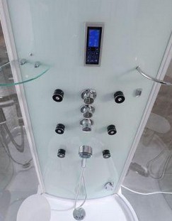 Example image of Hydra D Shaped Steam Shower Enclosure With LED Lighting. 1100x930mm.