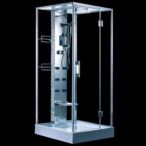 Larger image of Hydra Rectangular Steam Shower Enclosure With LED Lighting. 1000x950mm.
