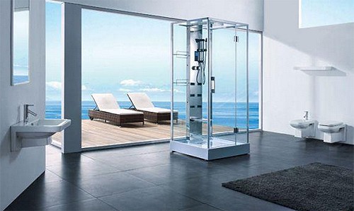 Example image of Hydra Rectangular Steam Shower Enclosure With LED Lighting. 1000x950mm.