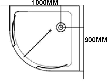 Technical image of Hydra Steam Shower Enclosure (Black, Teak, Right Handed). 1000x900.