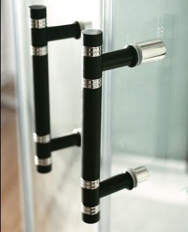 Example image of Hydra Quadrant Steam Shower Enclosure (Black, Oak). 900x900mm.