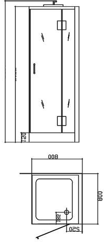 Technical image of Hydra Square Steam Shower Enclosure (Black, Teak, Right Hand). 800x800.