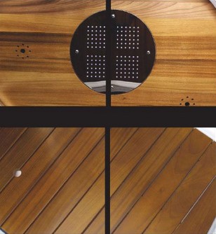 Example image of Hydra Steam Shower Enclosure (Black, Teak, Left Handed). 900x700mm.