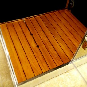 Example image of Hydra Steam Shower Enclosure (Black, Teak, Left Handed). 900x700mm.