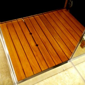Example image of Hydra Square Steam Shower Enclosure (Black, Teak, Right Hand). 900x900.
