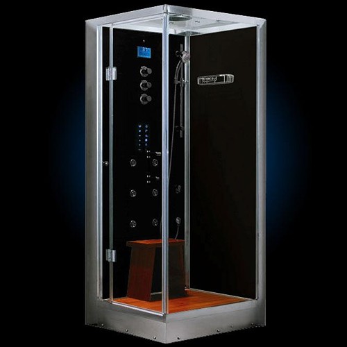 Larger image of Hydra Square Steam Shower Enclosure (Oak, Left Handed). 1000x1000.