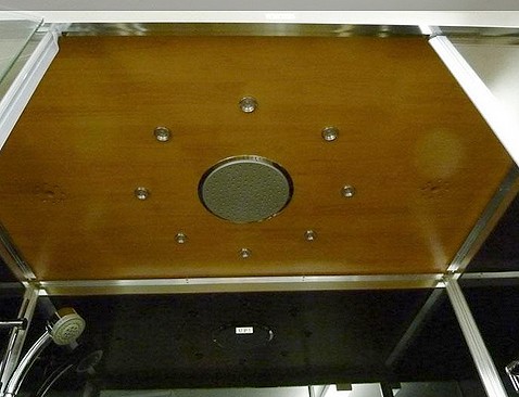 Example image of Hydra Inset Steam Shower Enclosure (Oak, Sliding Door). 1500x1030.