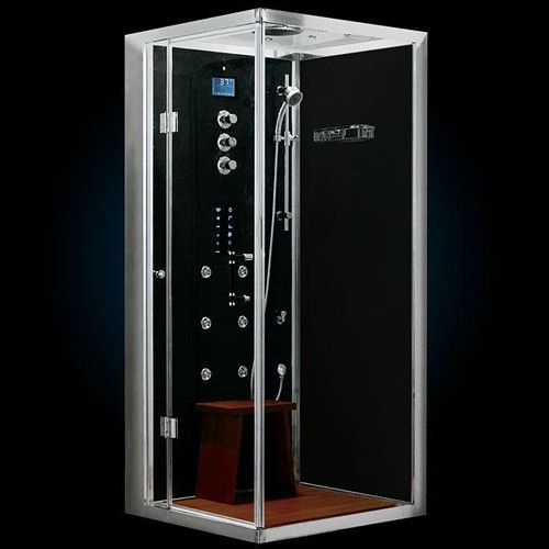 Larger image of Hydra Steam Shower Enclosure For Wetrooms (Oak, Left Hand). 900x900.