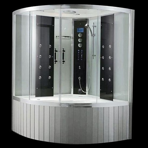 Larger image of Hydra Corner Steam Shower Bath With Enclosure. 1500x1500.